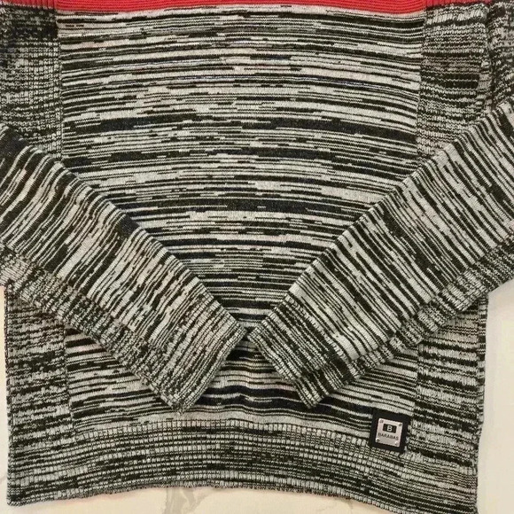 Barabas Mens Turtleneck Stand Up Collar Striped Knit Sweater Gray Size Large - Picture 5 of 13
